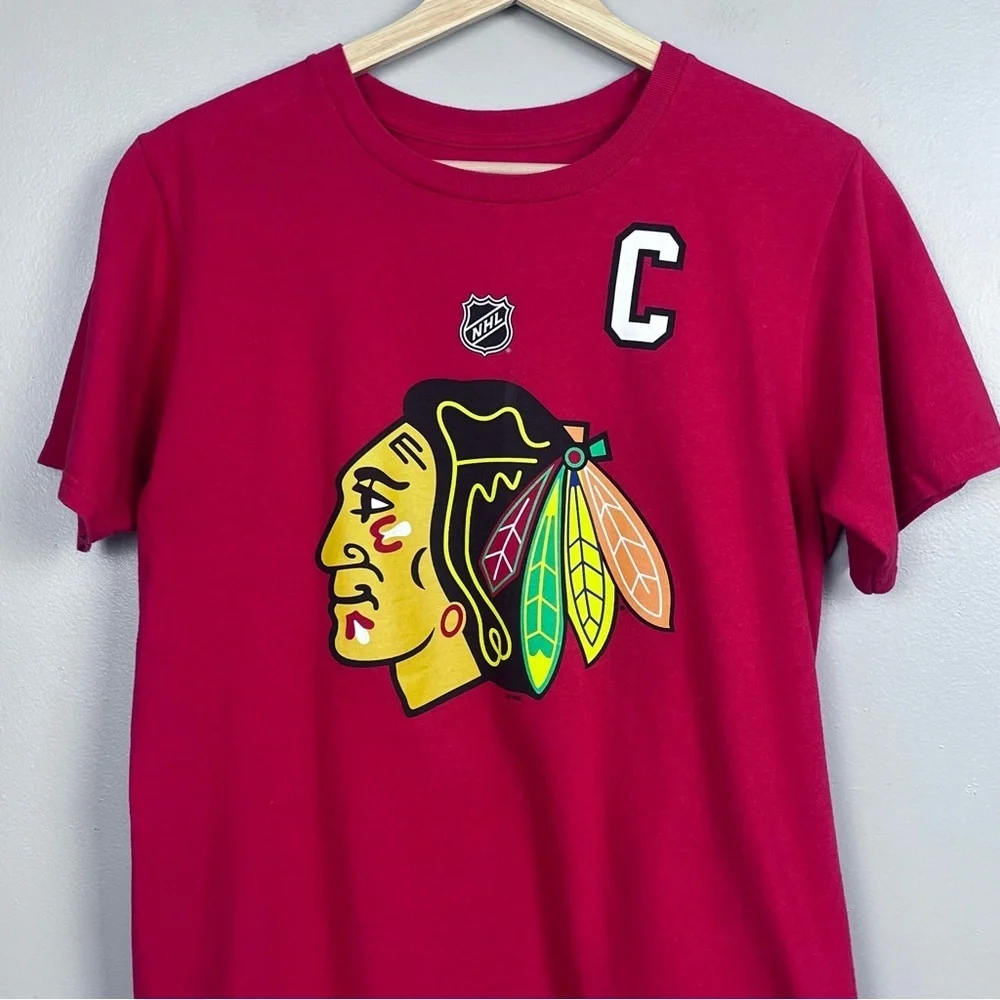 Adidas Men's 100% Cotton Chicago Black Hawks Jonathan Towes Captain Tee Size S